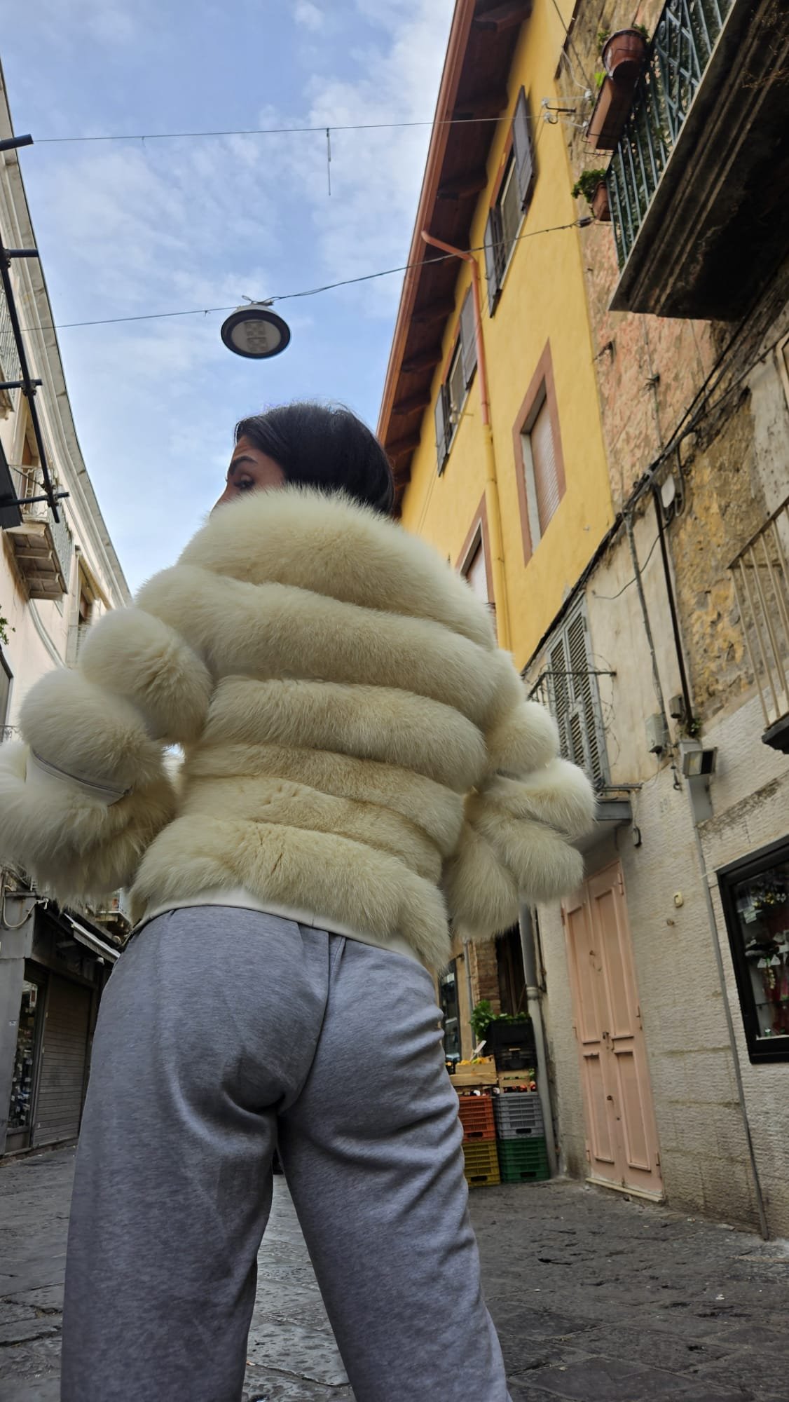 Pelliccia vera cream pelle e pelliccia