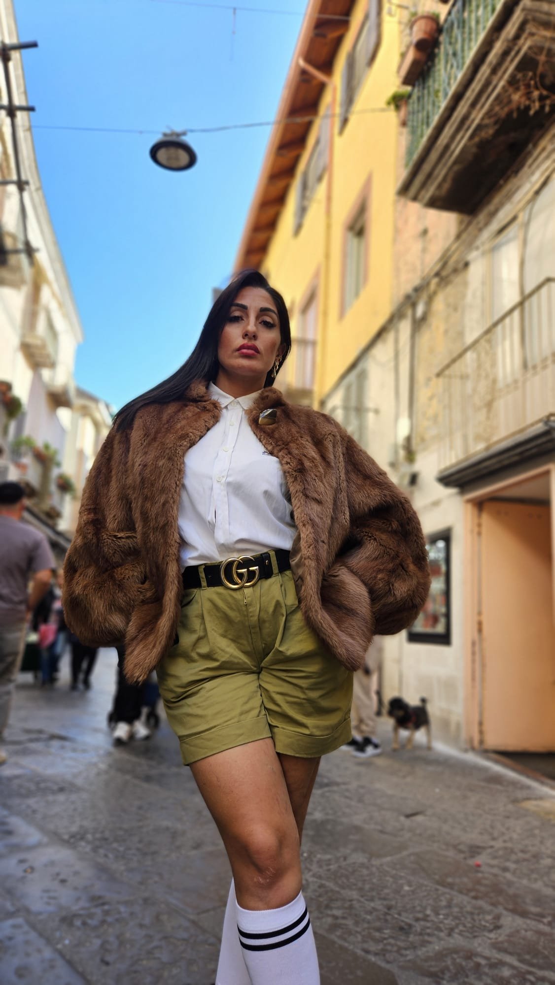 Pelliccia vintage con manica a sbuffo